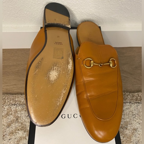 Gucci Camel Princeton Leather Horsebit Mules - Picture 2 of 5